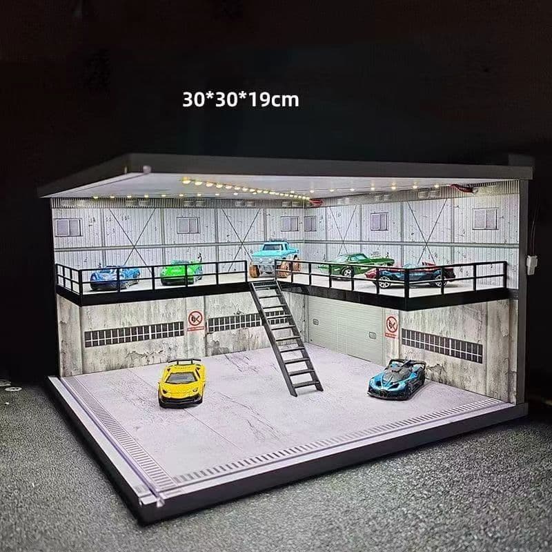 1/64 2 階建て駐車場 アップグレード版 階段付き ガレージ模型です