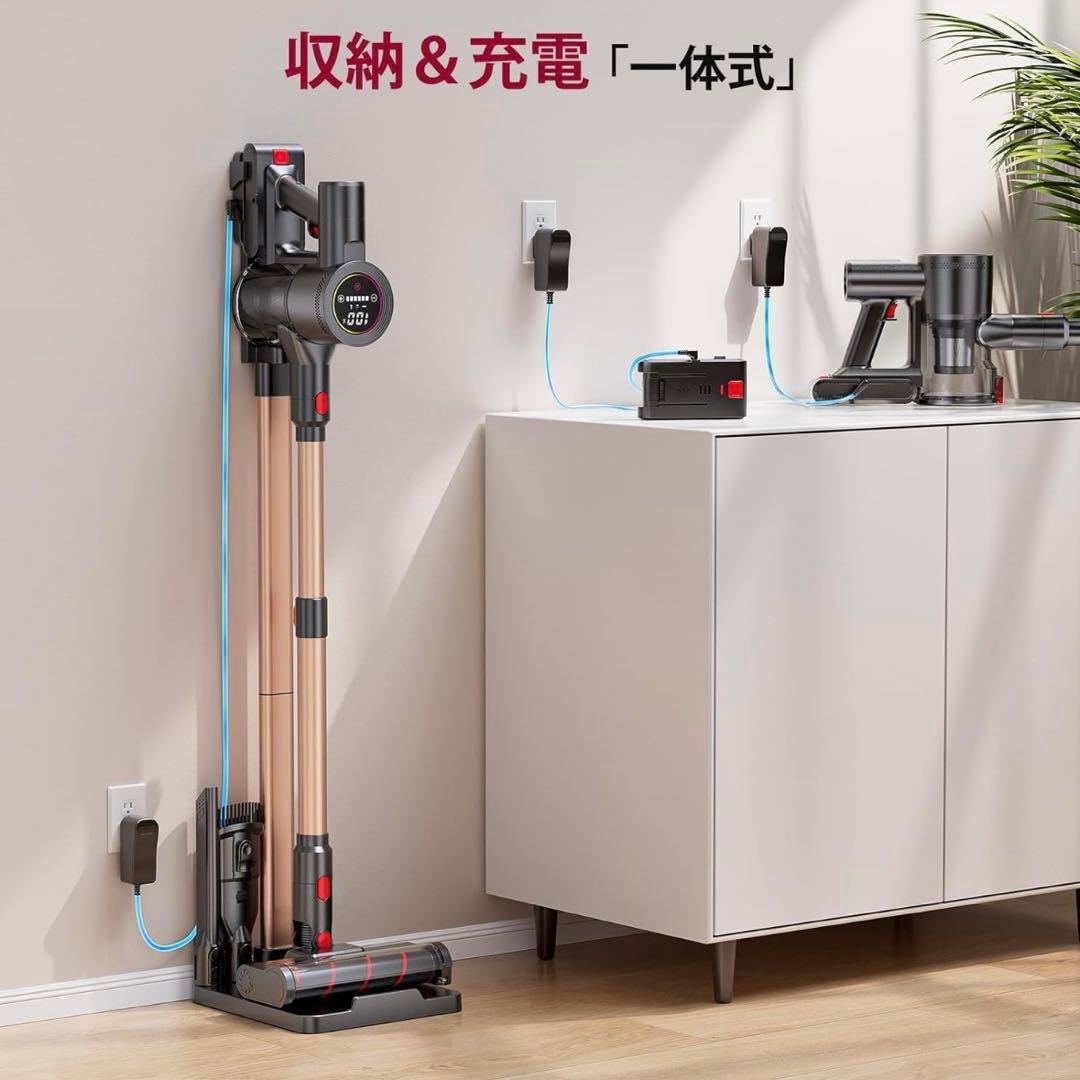 コードレス掃除機 軽量 サイクロン式 スティッククリーナー 伸縮型 収納付き