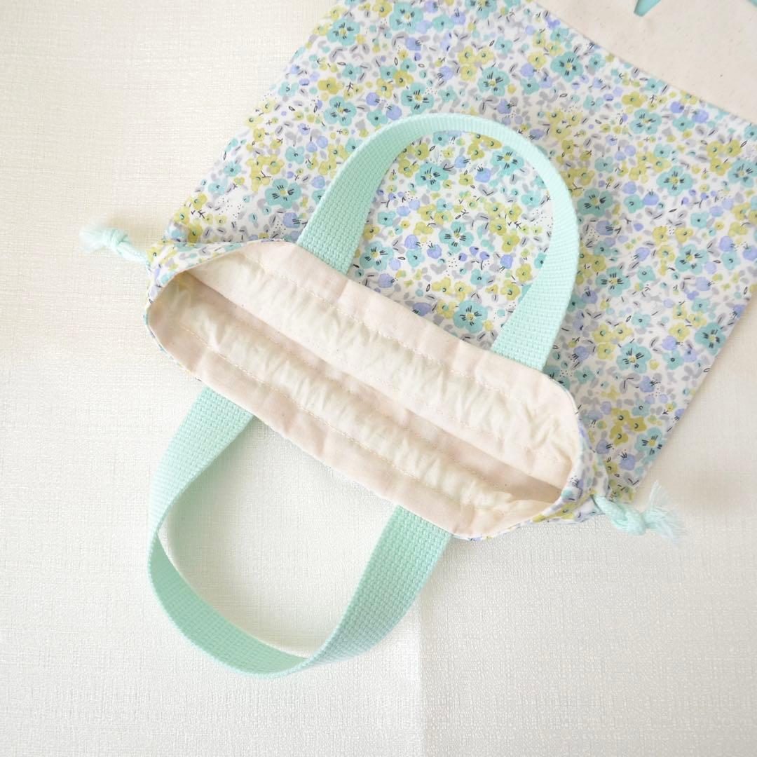 10%OFFのセール中!! 入園入学準備3点セット　小花柄　ブルー