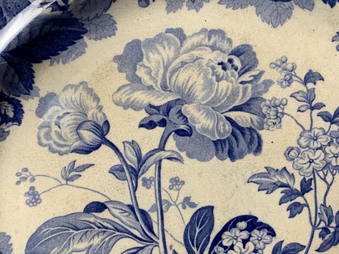 オランダ デルフト 染付コバルト 花文皿 18～19世紀 810