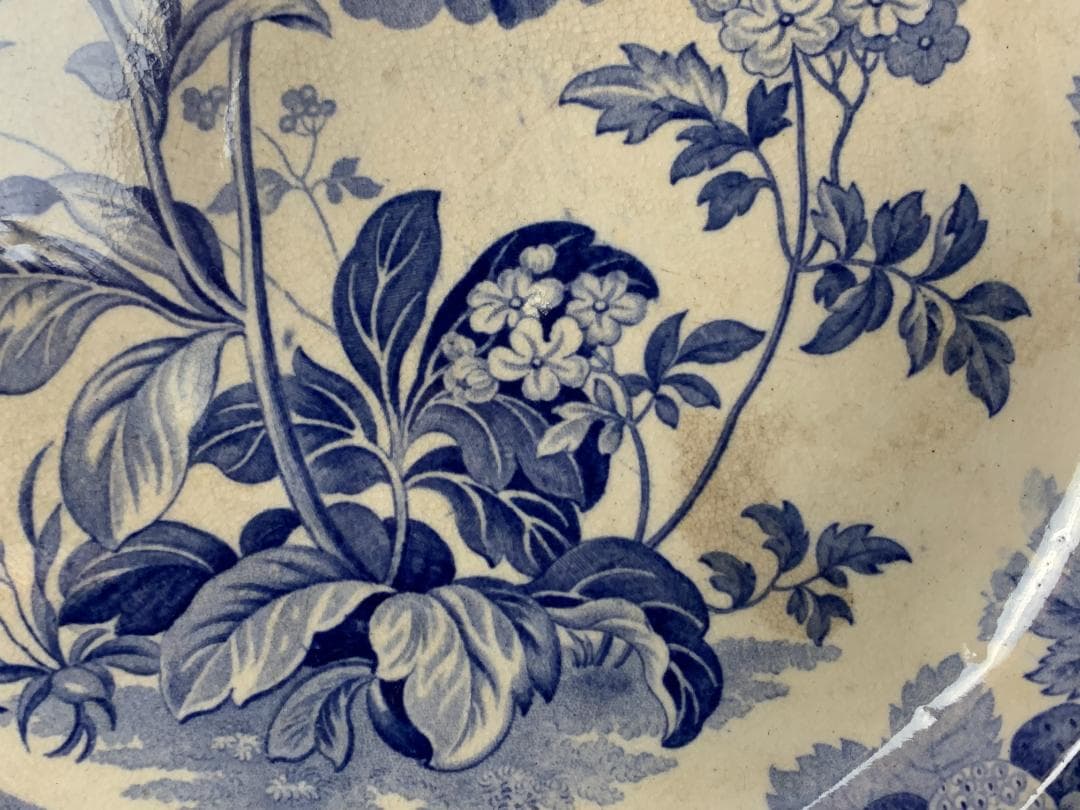 オランダ デルフト 染付コバルト 花文皿 18～19世紀 810