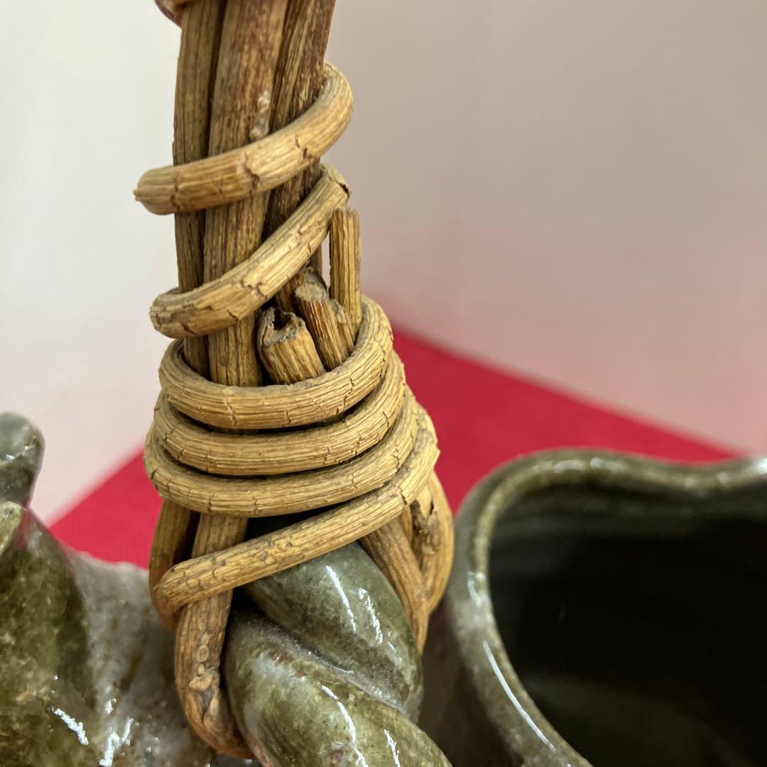 お値下げしました。信楽焼手作り土瓶型花瓶、飾り物インテリア