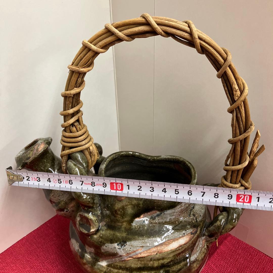 お値下げしました。信楽焼手作り土瓶型花瓶、飾り物インテリア