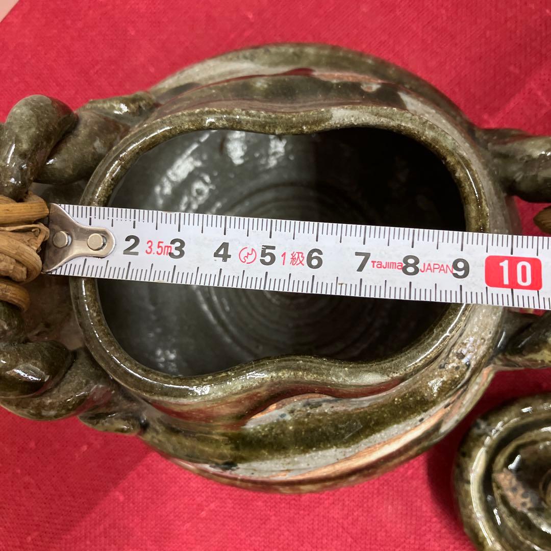 お値下げしました。信楽焼手作り土瓶型花瓶、飾り物インテリア