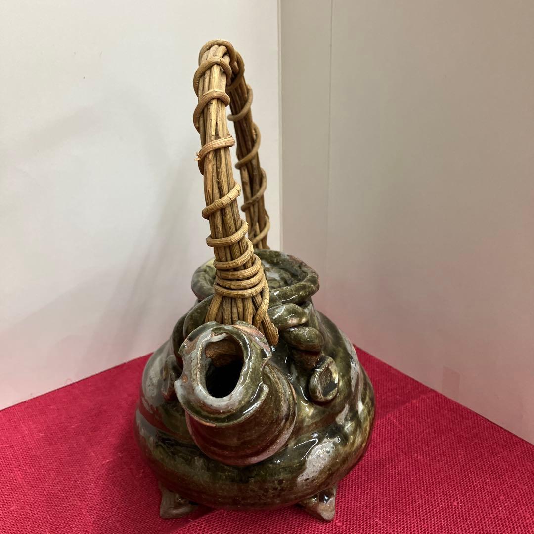 お値下げしました。信楽焼手作り土瓶型花瓶、飾り物インテリア