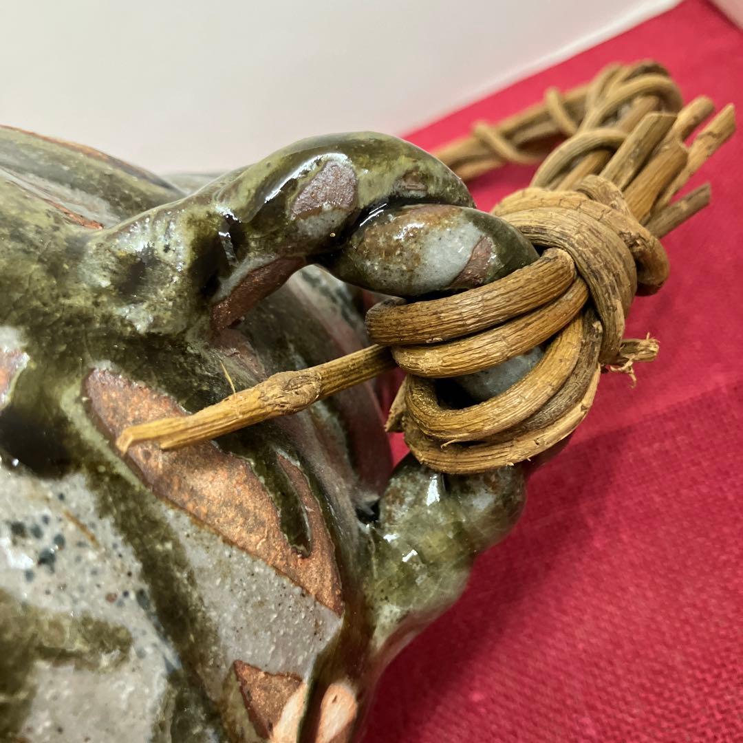 お値下げしました。信楽焼手作り土瓶型花瓶、飾り物インテリア