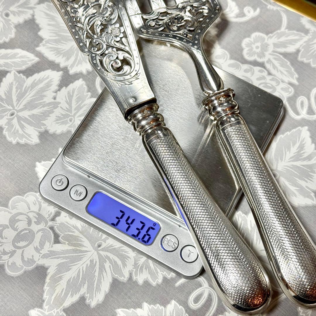 アンティーク シルバー サーバーフォーク&ナイフ 純銀