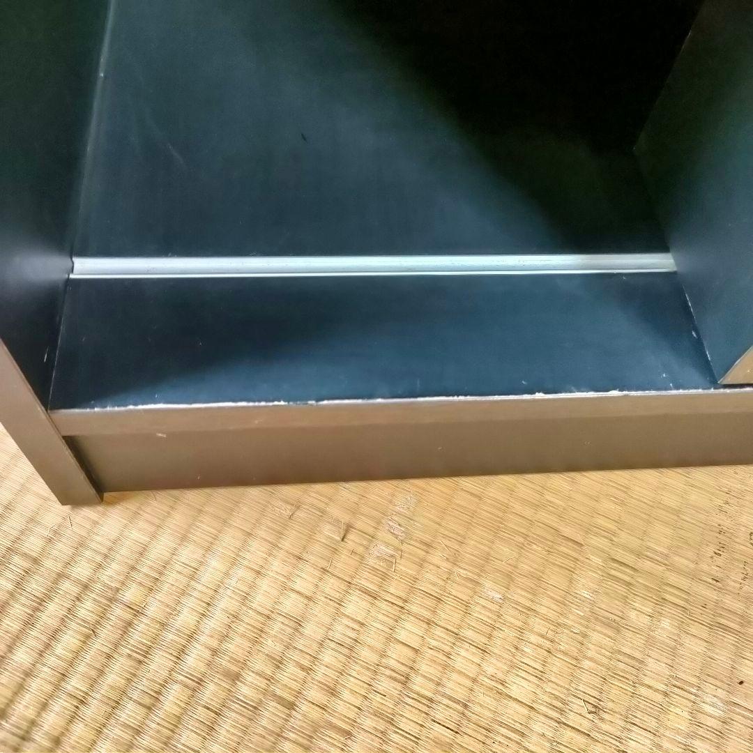 【昭和レトロ】黒の木製本棚 6段 スライド式 前後二列 ブラック木製本棚