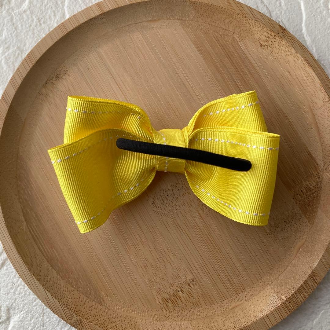 確認用⭐️N79-ハンドメイド　ヘアゴム リボン　ステッチ入りイエロー