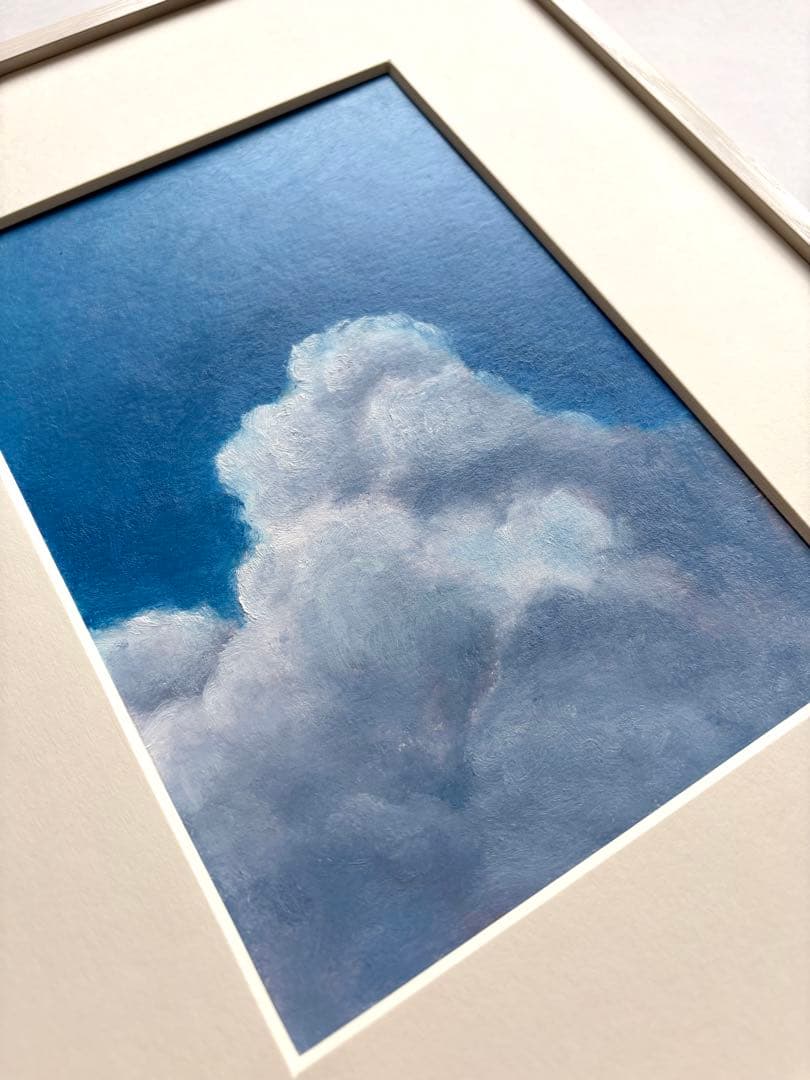 風景画　入道雲　空　油絵　原画