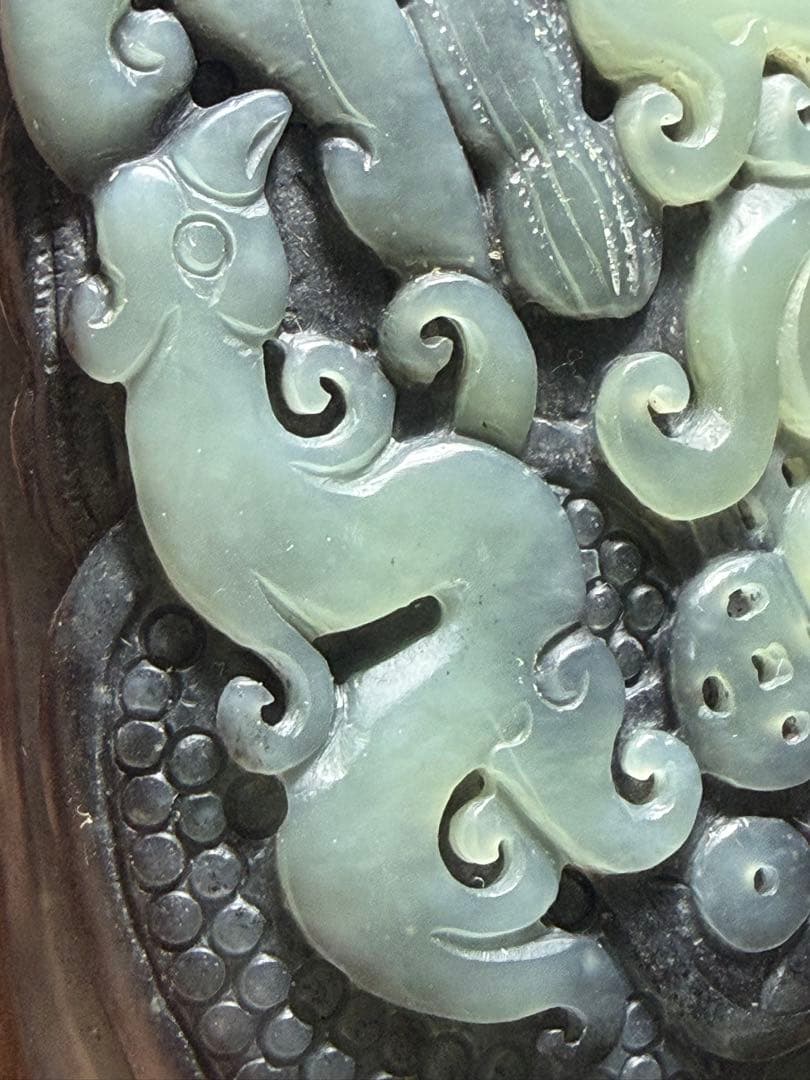 逸品！和田玉★青花点墨の置物、ストラップにも証明書付き