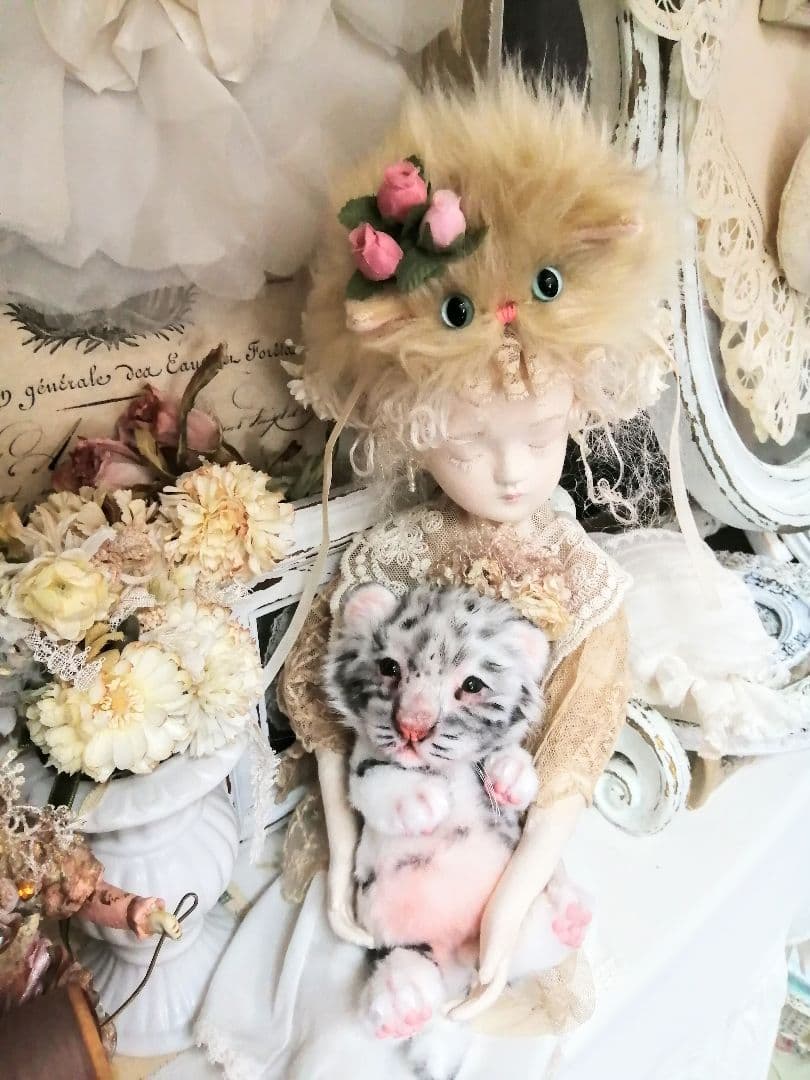 本日限定価格❤️虎ベビちゃん♡ホワイトタイガー♡アートドール♡ぬいぐるみ♡
