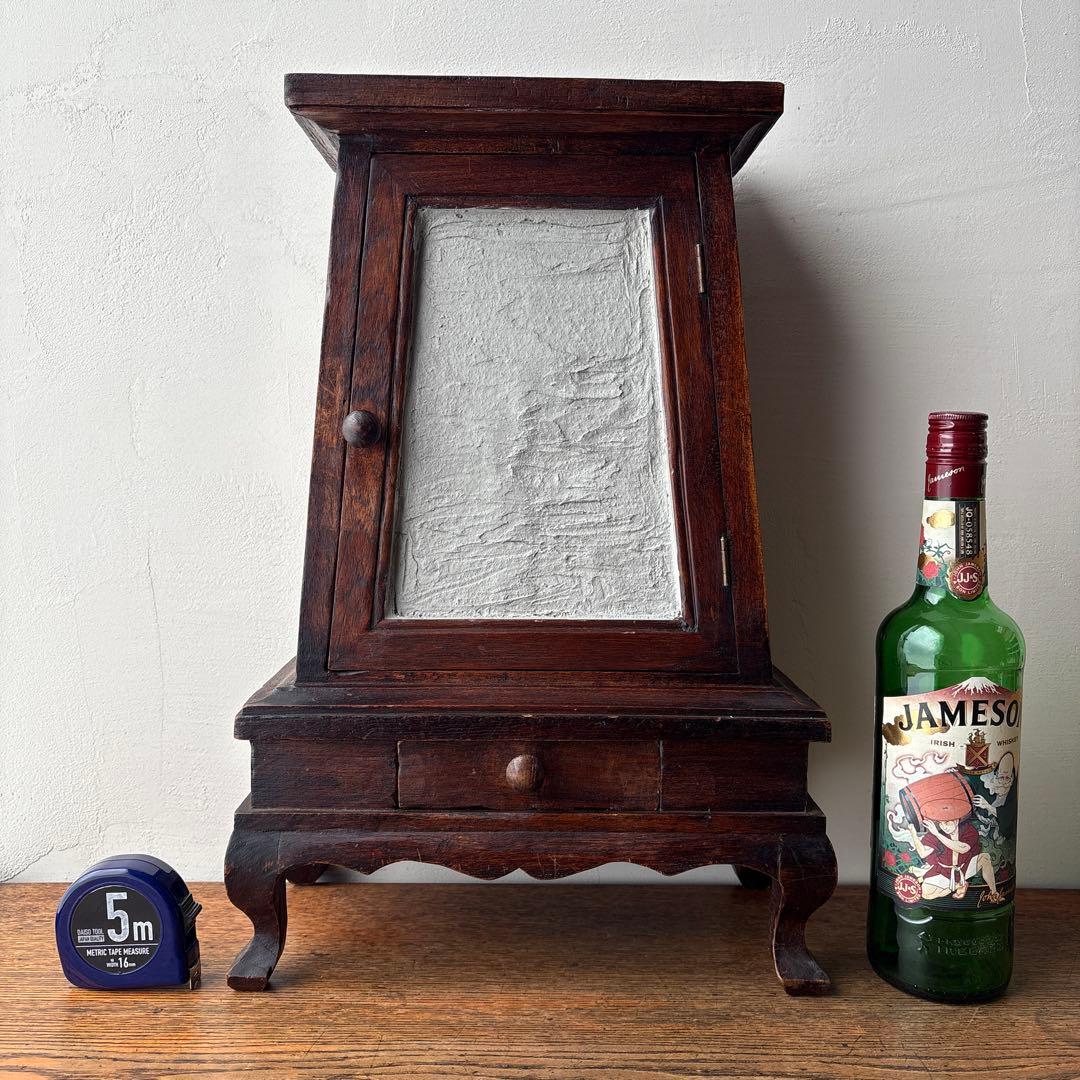 木製 ミニキャビネット アンティーク風 ヴィンテージ アジアン家具 戸棚 猫脚