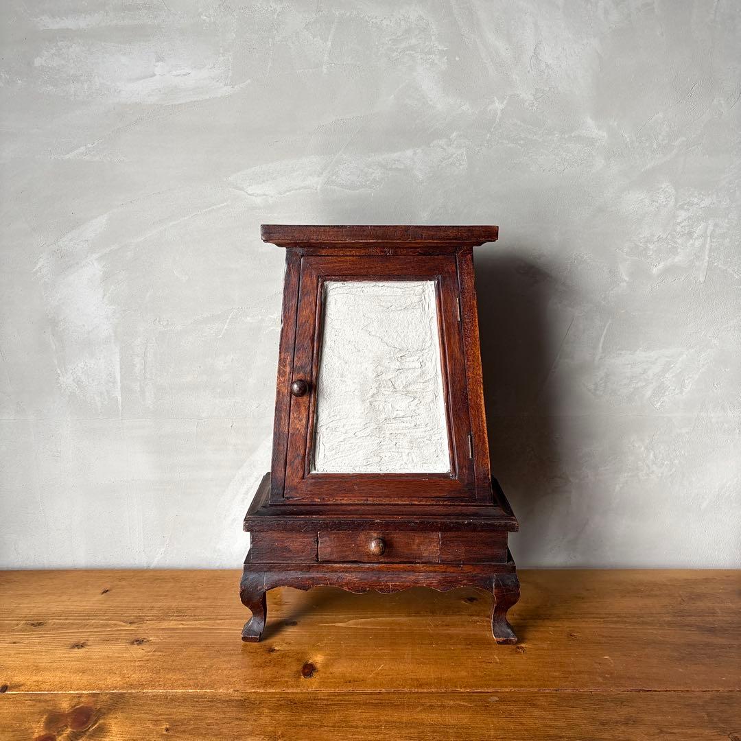 木製 ミニキャビネット アンティーク風 ヴィンテージ アジアン家具 戸棚 猫脚