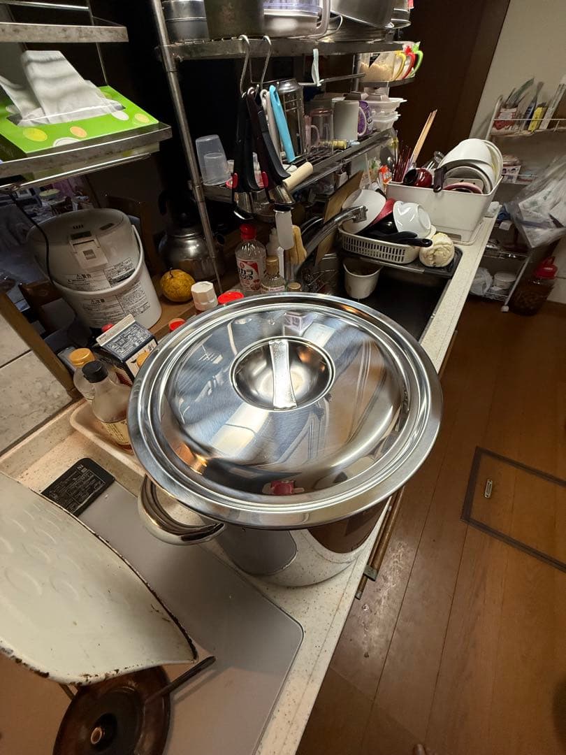 日本製　寸銅鍋ステンレス製蓋付き！　30cm 20L 業務用　1回使用　中古美品