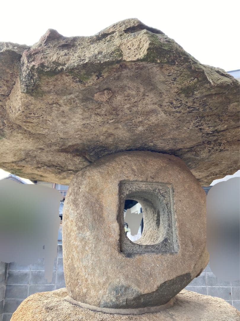 大型　石灯篭③ 天然石　国産　苔付き　茶道　縁起　石の燈籠（とうろう）