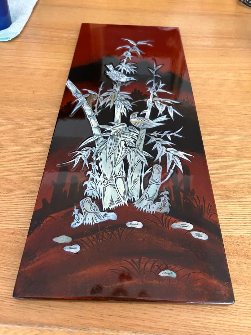 【中古】螺鈿　螺鈿細工　漆工　壁飾り 古美術品 漆芸