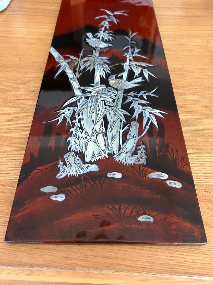 【中古】螺鈿　螺鈿細工　漆工　壁飾り 古美術品 漆芸