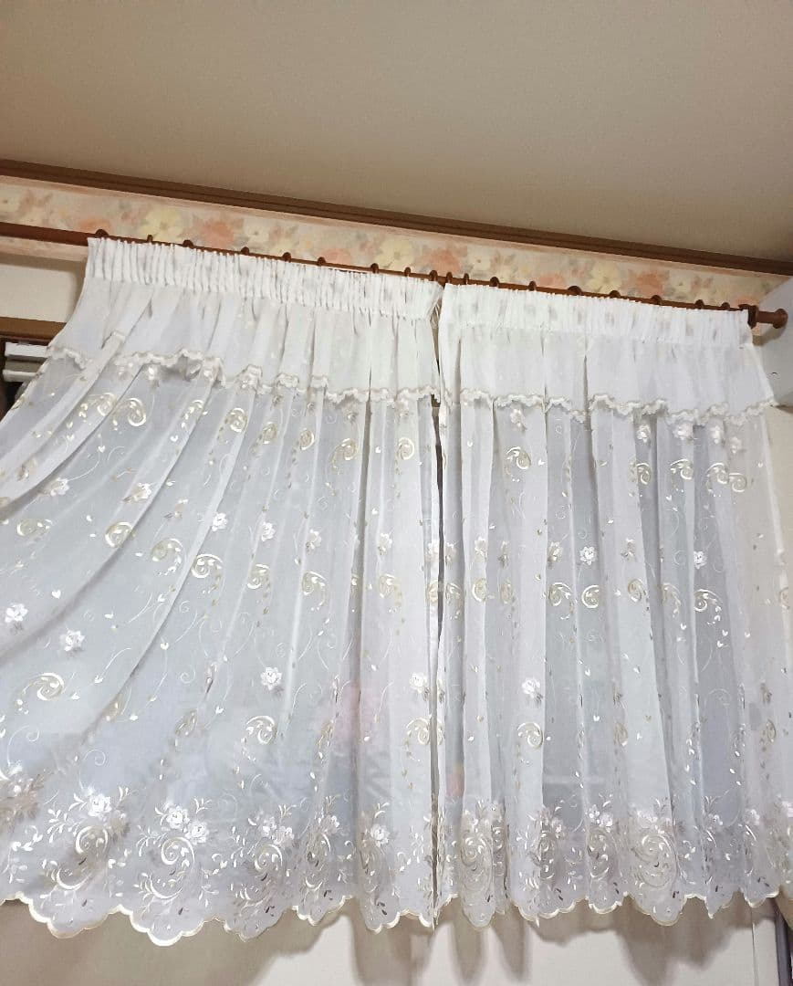 カフェカーテン【momo様　トルコレース　ダブルデザイン②】ハンドメイド