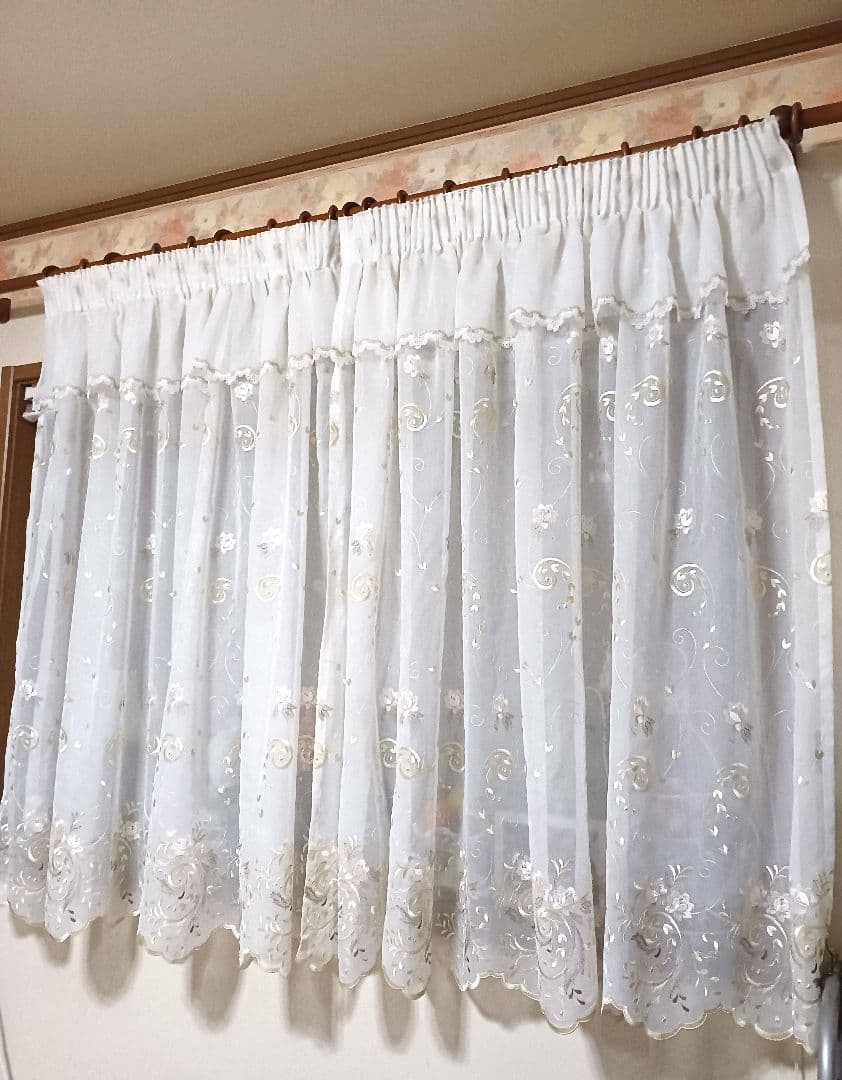 カフェカーテン【momo様　トルコレース　ダブルデザイン②】ハンドメイド