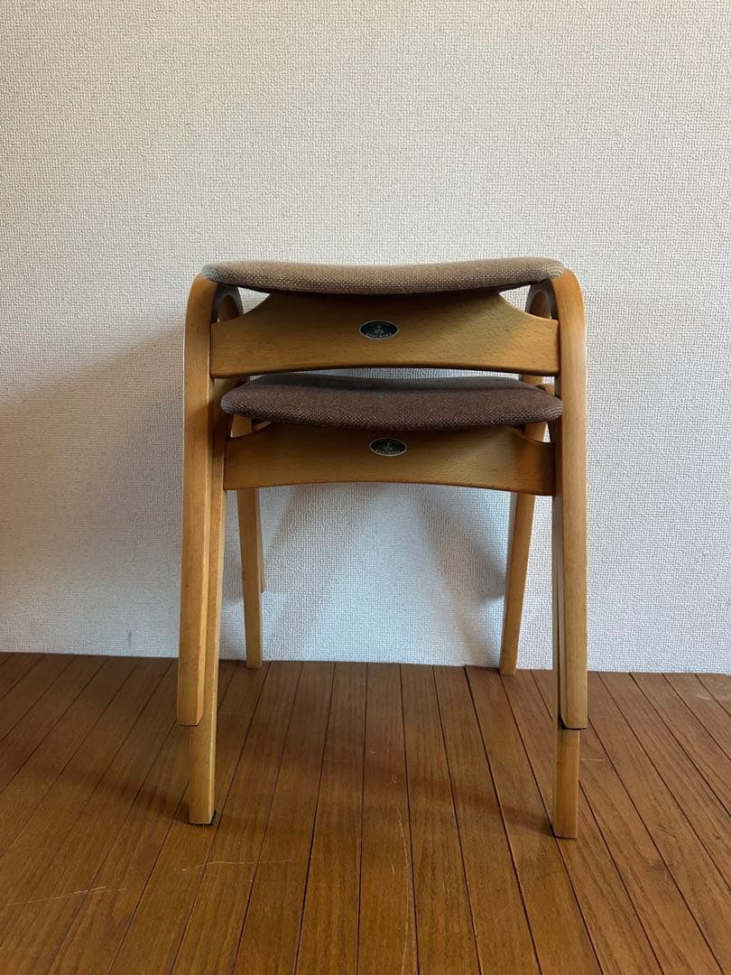 秋田木工No.202スツール/張地A-11/木製チェア