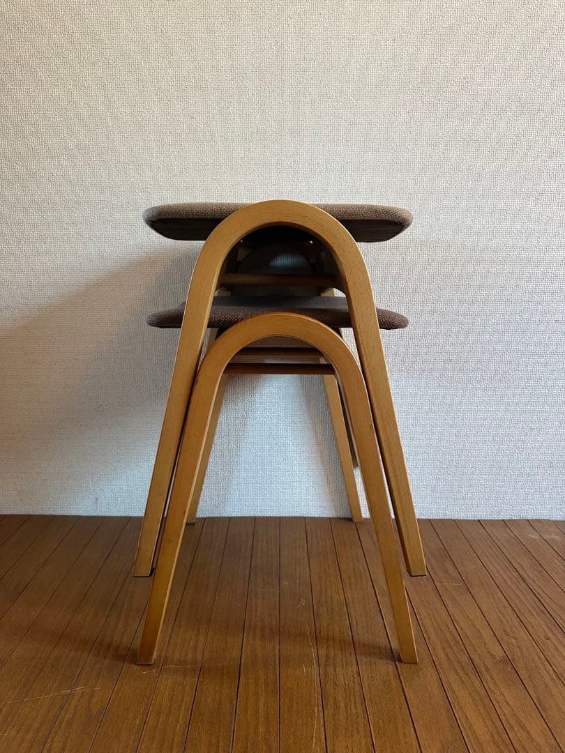 秋田木工No.202スツール/張地A-11/木製チェア