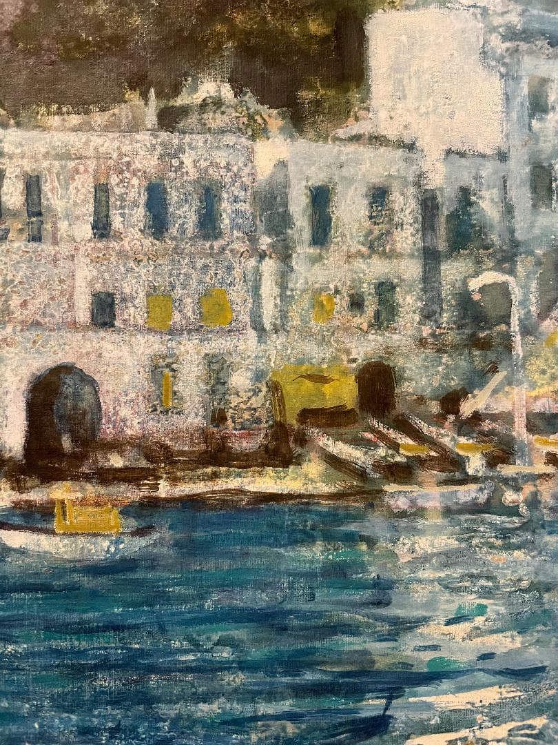 「真作」三浦巌「カプリ島」風景画　水彩画　額装　サイン有り　10P号