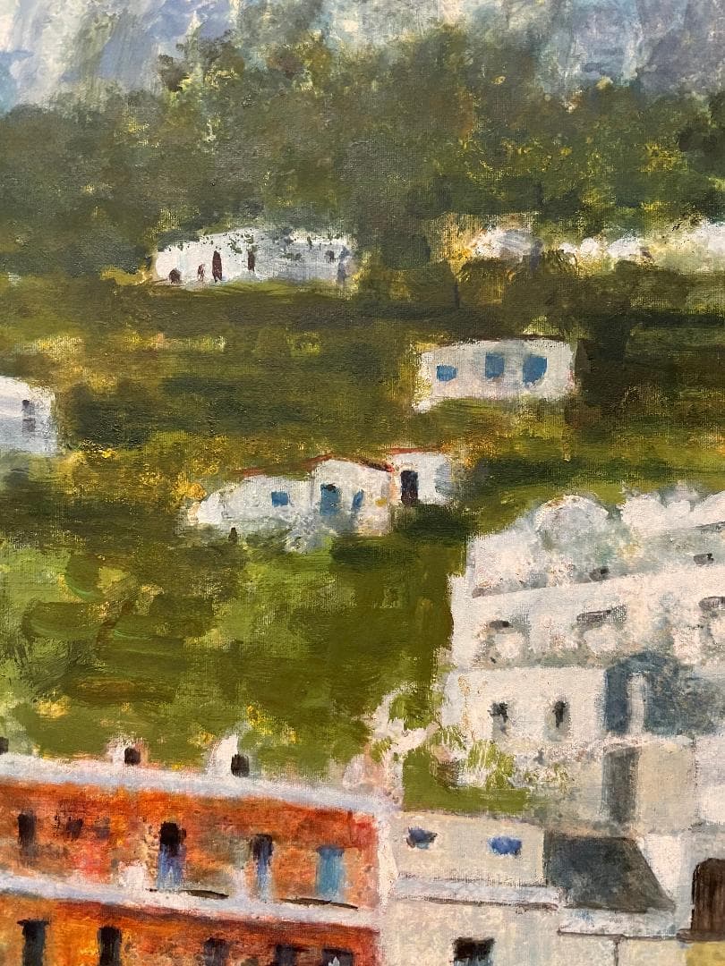 「真作」三浦巌「カプリ島」風景画　水彩画　額装　サイン有り　10P号