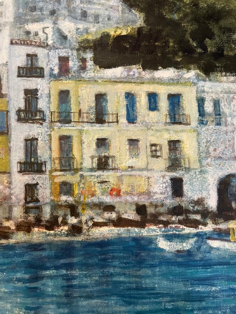 「真作」三浦巌「カプリ島」風景画　水彩画　額装　サイン有り　10P号