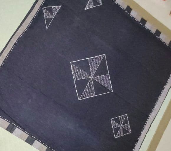 藍染め　古布　木綿　芸術　高級手芸品　140 × 138cm　テーブルクロス