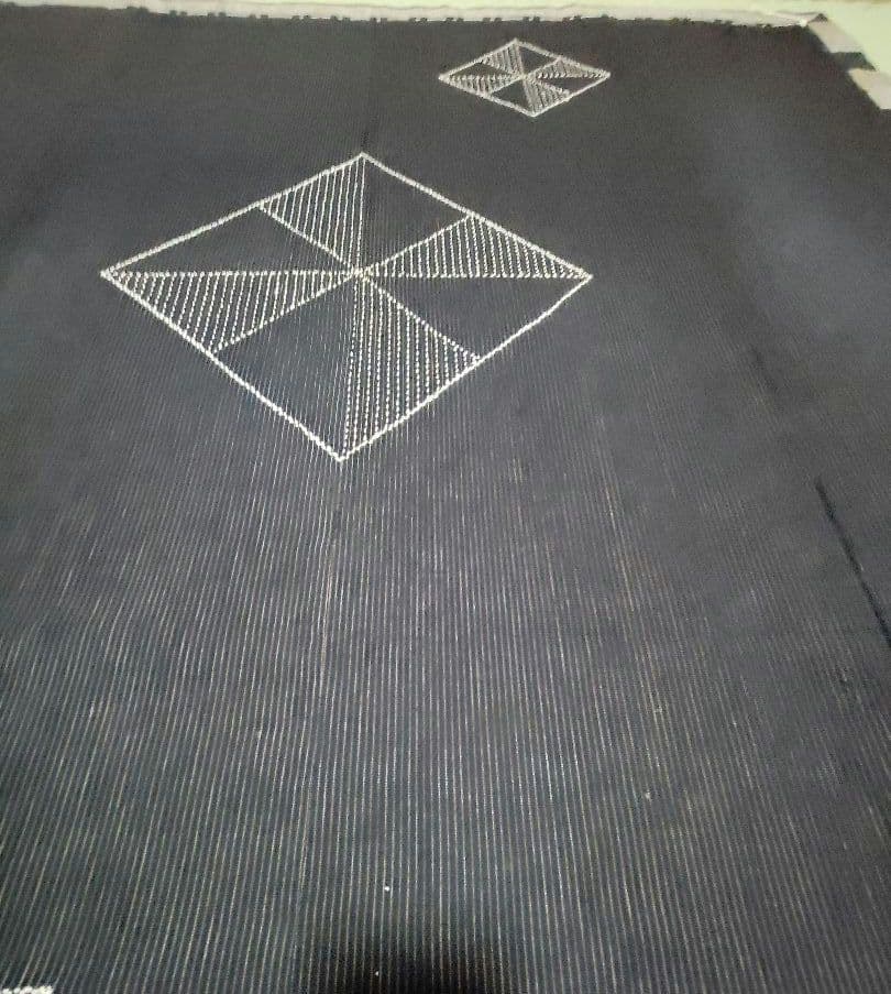 藍染め　古布　木綿　芸術　高級手芸品　140 × 138cm　テーブルクロス