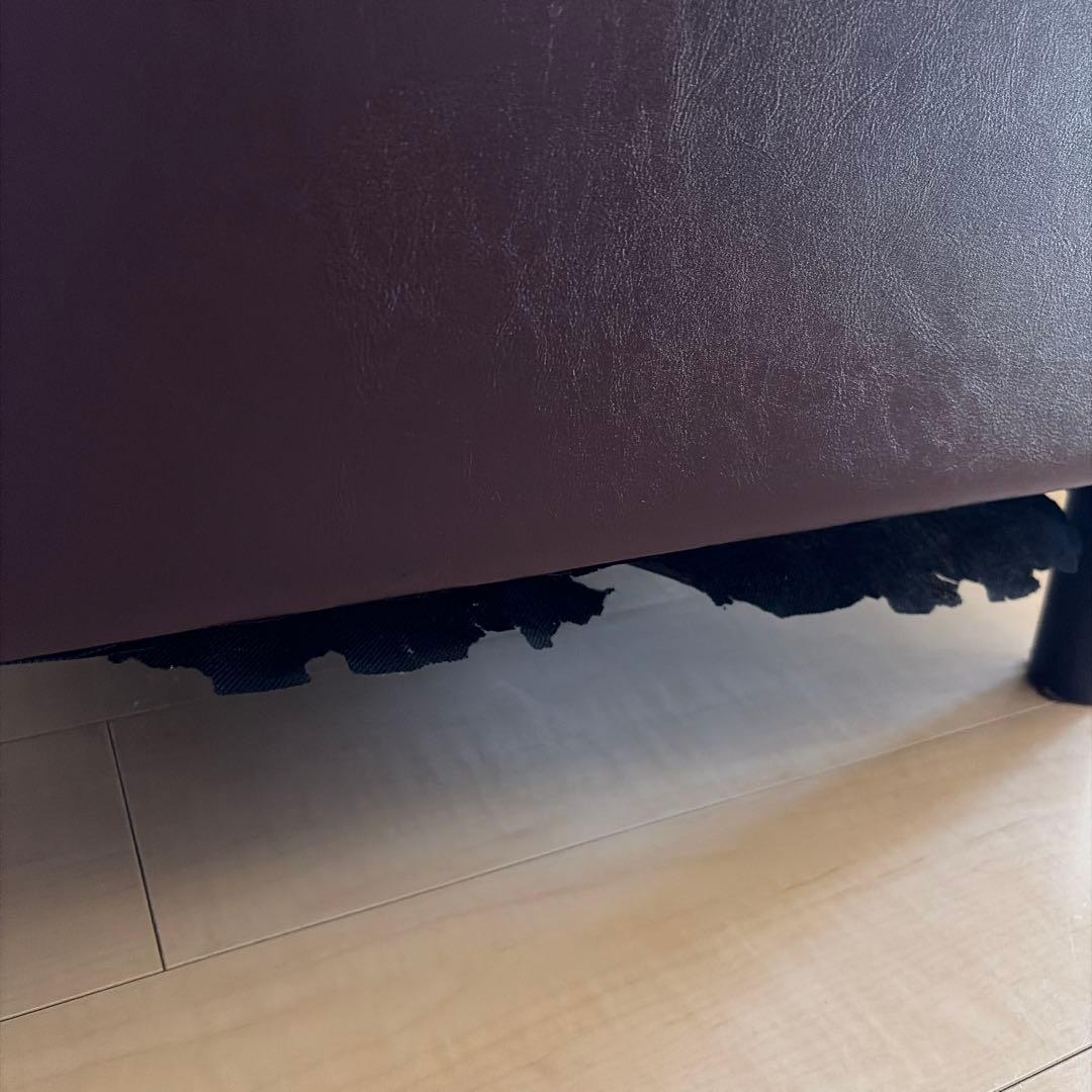 ダークブラウン 合成皮革ソファ 3人掛け