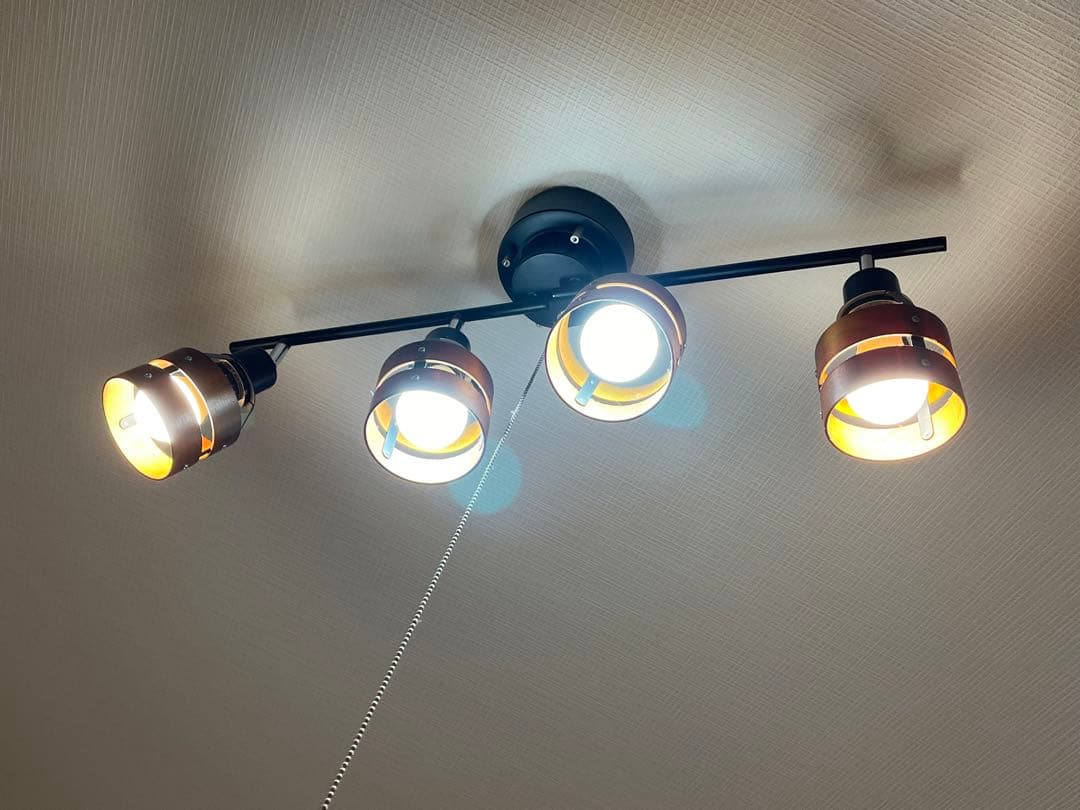 シーリングライト 4灯 スポットライト ブラウン　電球・リモコン付