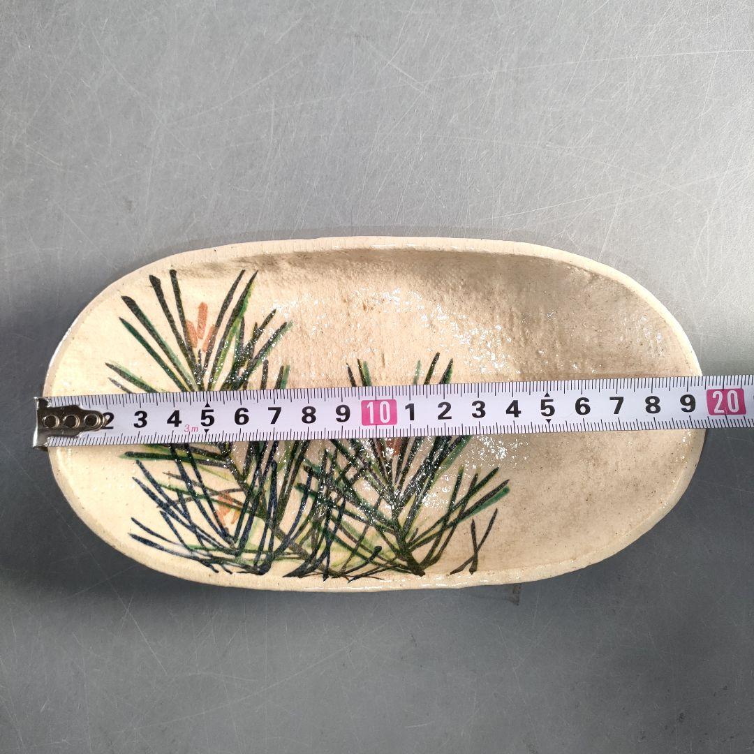 A1364-9/伊藤陶山 造/若松絵足付向附5客/共箱/銘々皿/飾皿/懐石道具/