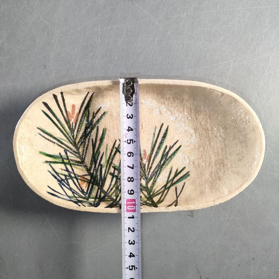 A1364-9/伊藤陶山 造/若松絵足付向附5客/共箱/銘々皿/飾皿/懐石道具/