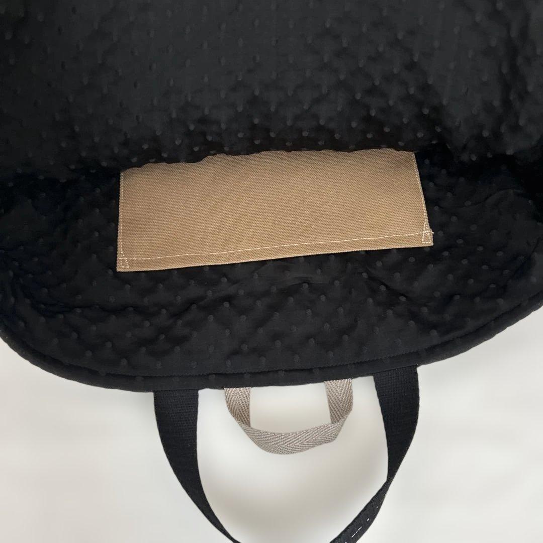 入園入学2点セット　【黒地ハートヌビ×ブラウン】　女の子　手提げ　大きめ　上靴袋