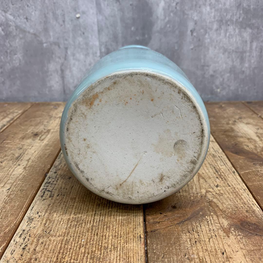 D-壁 【骨董・アンティーク】青磁 耳付花瓶 フラワーベース 貫入 鳳凰耳 中国