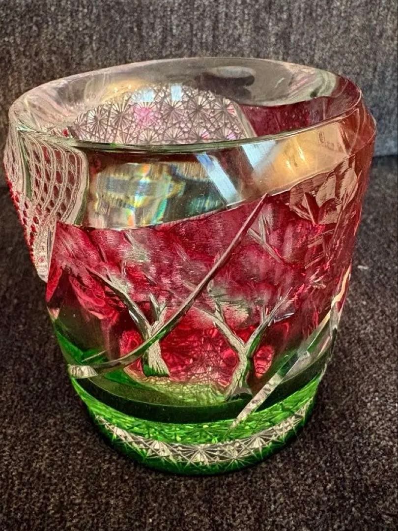 新品未使用　江戸切子　但野英芳　ロックグラス「春」