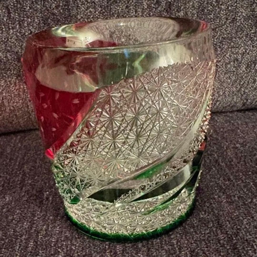 新品未使用　江戸切子　但野英芳　ロックグラス「春」