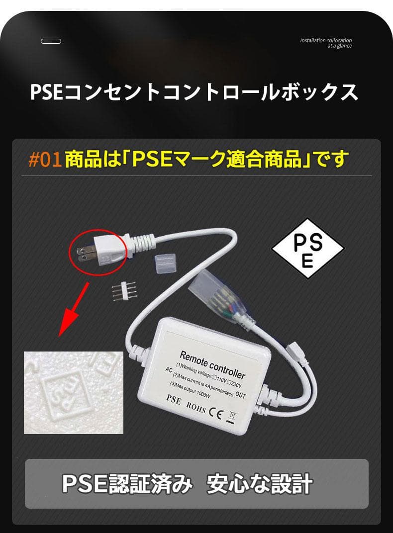 RGB光流れる AC100V ledテープ 3mセット リモコン付き