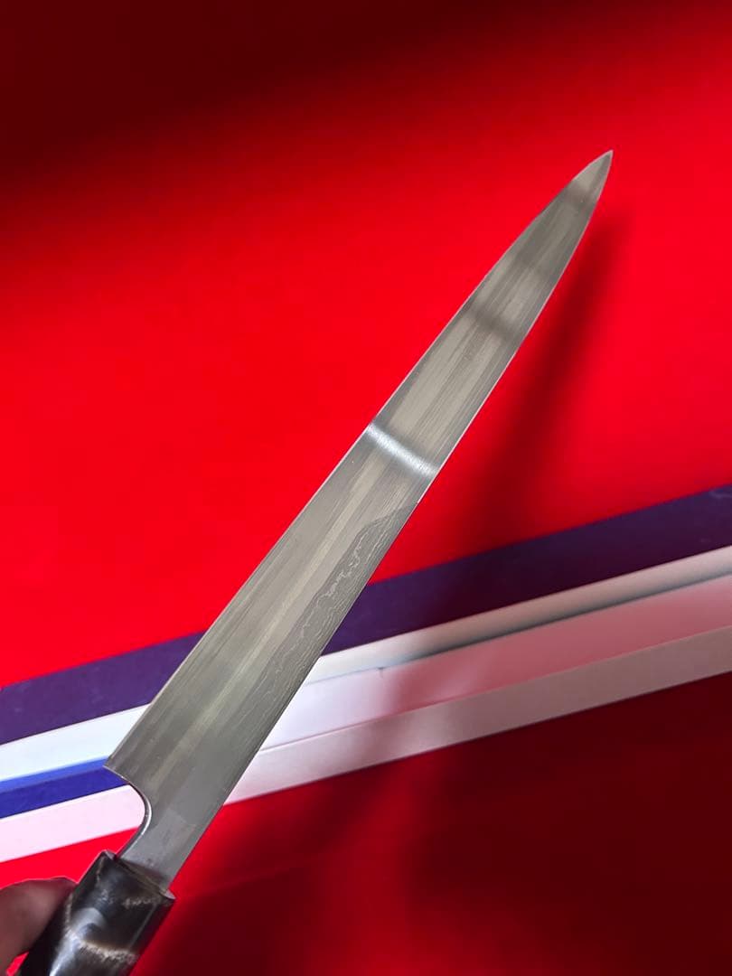 01522 包丁　重房作　柳刃　尺　墨流　スウェーデン鋼　箱付　未使用品