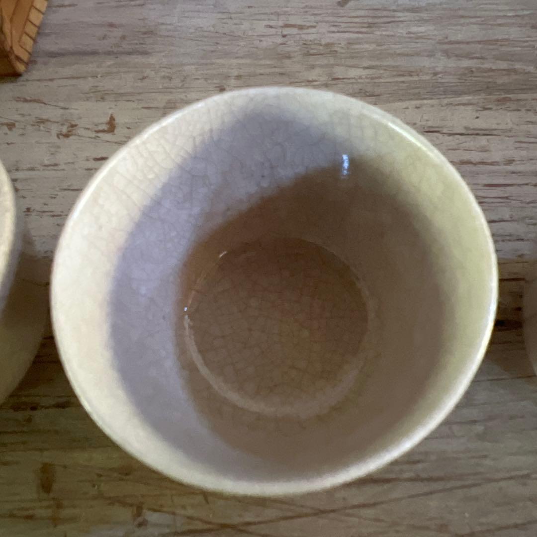 実家整理　古い小ぶりな煎茶碗五客 c