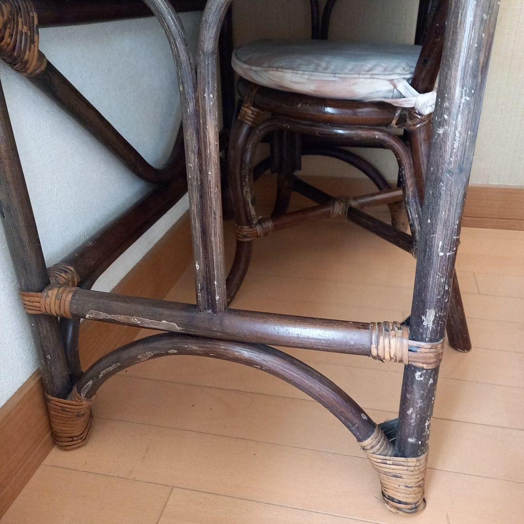 【無料配送(関西周辺)お値下】籐家具　ラタン　ドレッサー　椅子セット