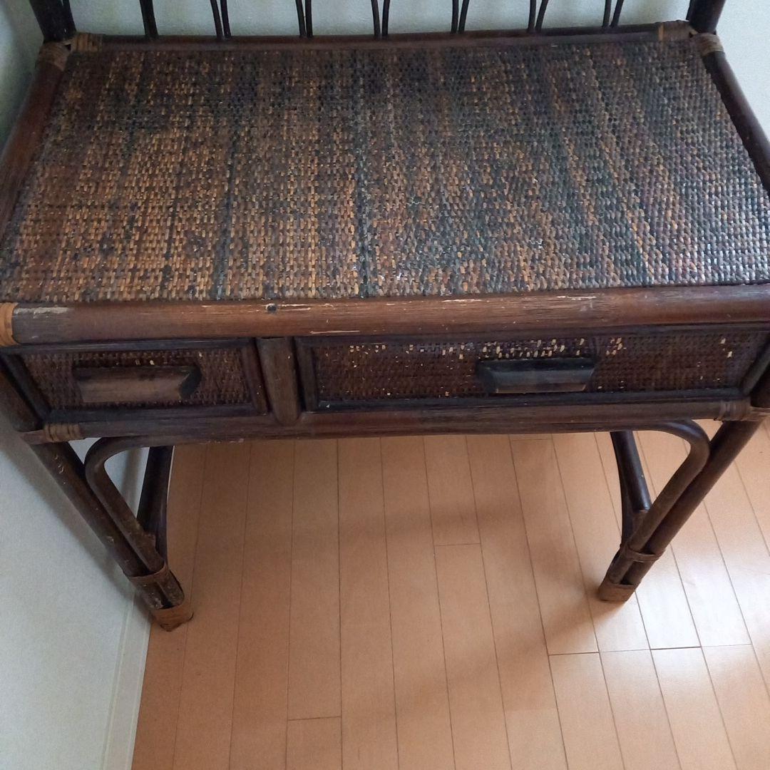 【無料配送(関西周辺)お値下】籐家具　ラタン　ドレッサー　椅子セット