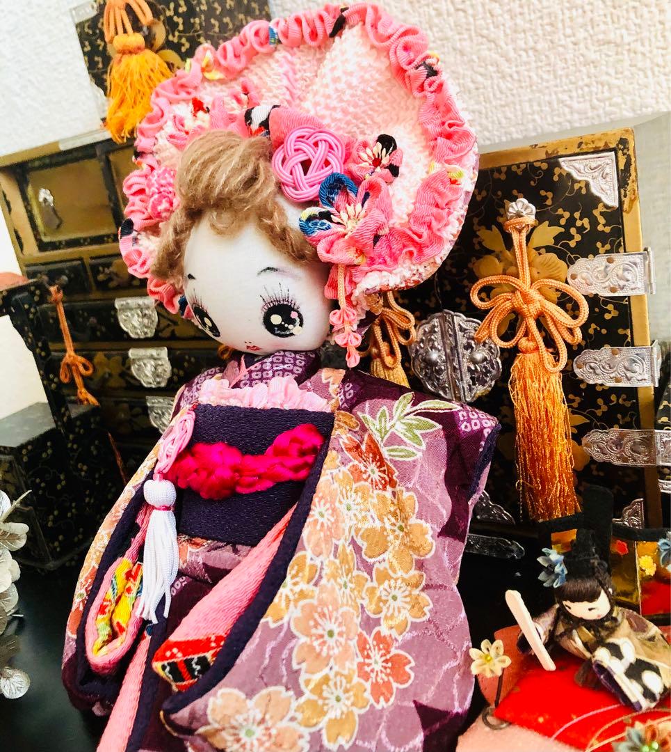 ＊夢 文化人形＊桃の節句乙女♡創作文化人形約24cmつまみ細工 お着物＊