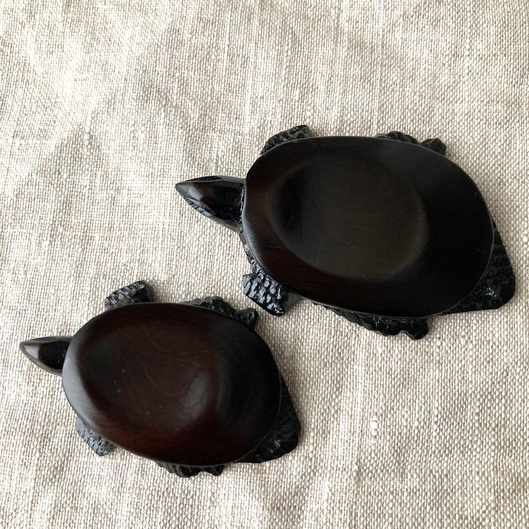 埋れ木細工の箸置　亀ペア　埋木　仙台