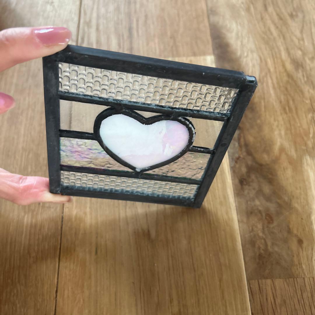 アンティーク風　輸入　ステンドグラス　ミニサイズ　ガラス　ハート