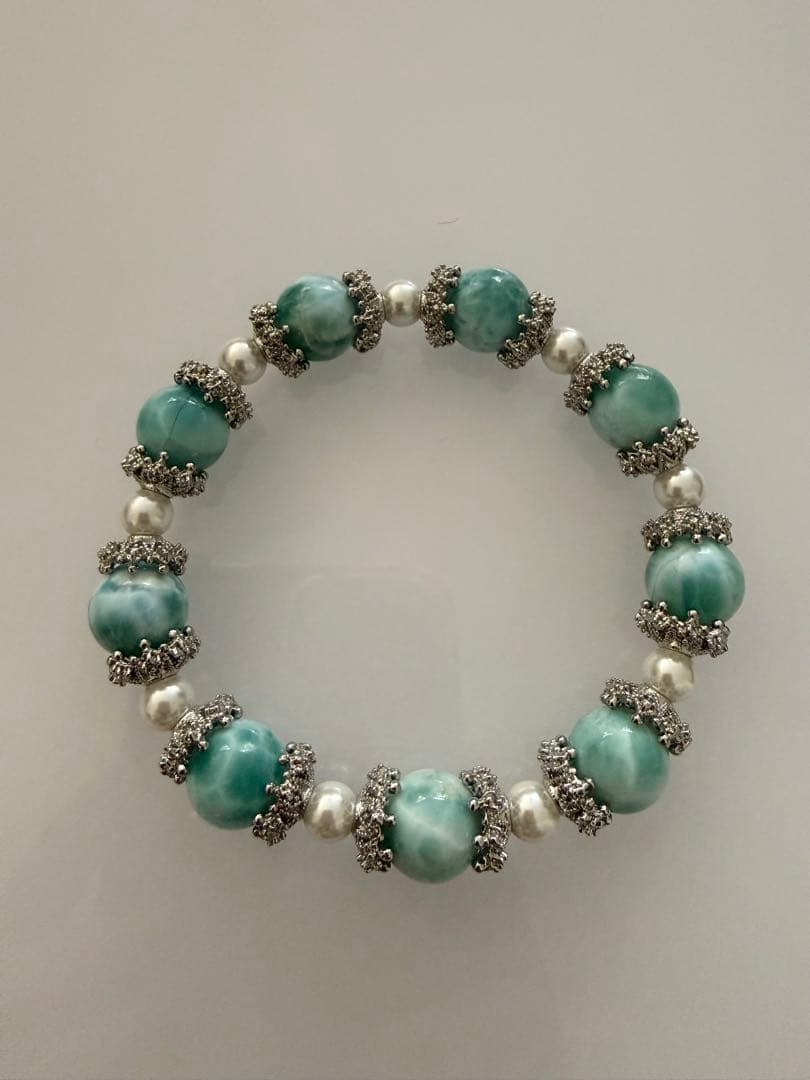 天然石　ラリマー　デザインブレスレット