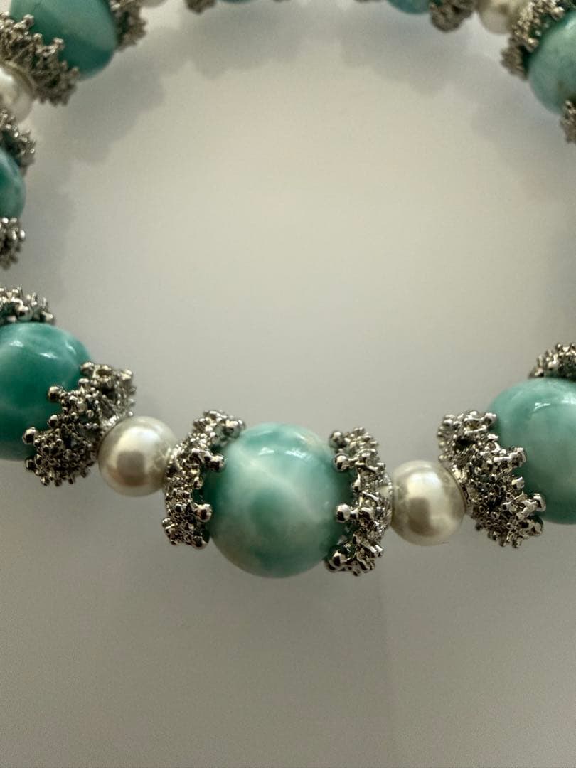 天然石　ラリマー　デザインブレスレット