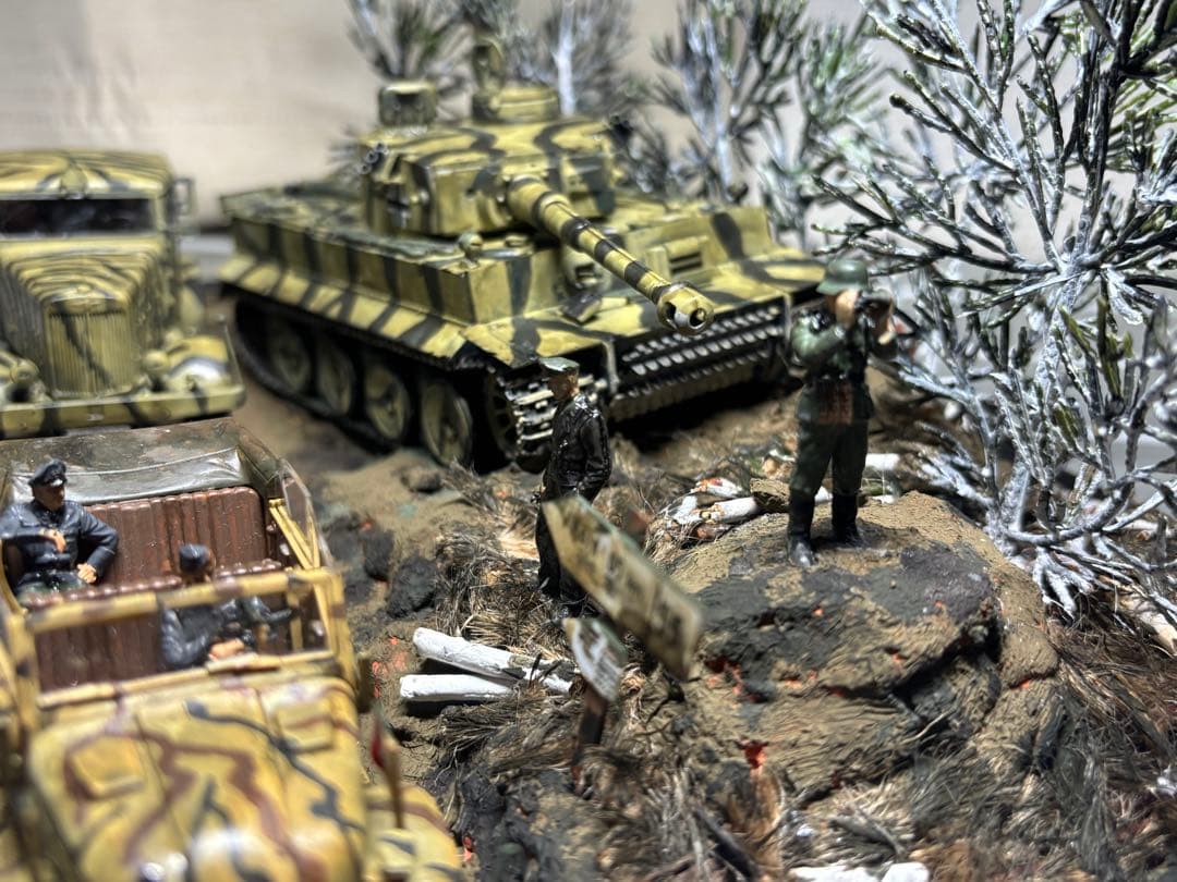 戦車　ジオラマ　ドイツ軍　タイガー戦車等　1／４８ 素人作品のためご了承ください